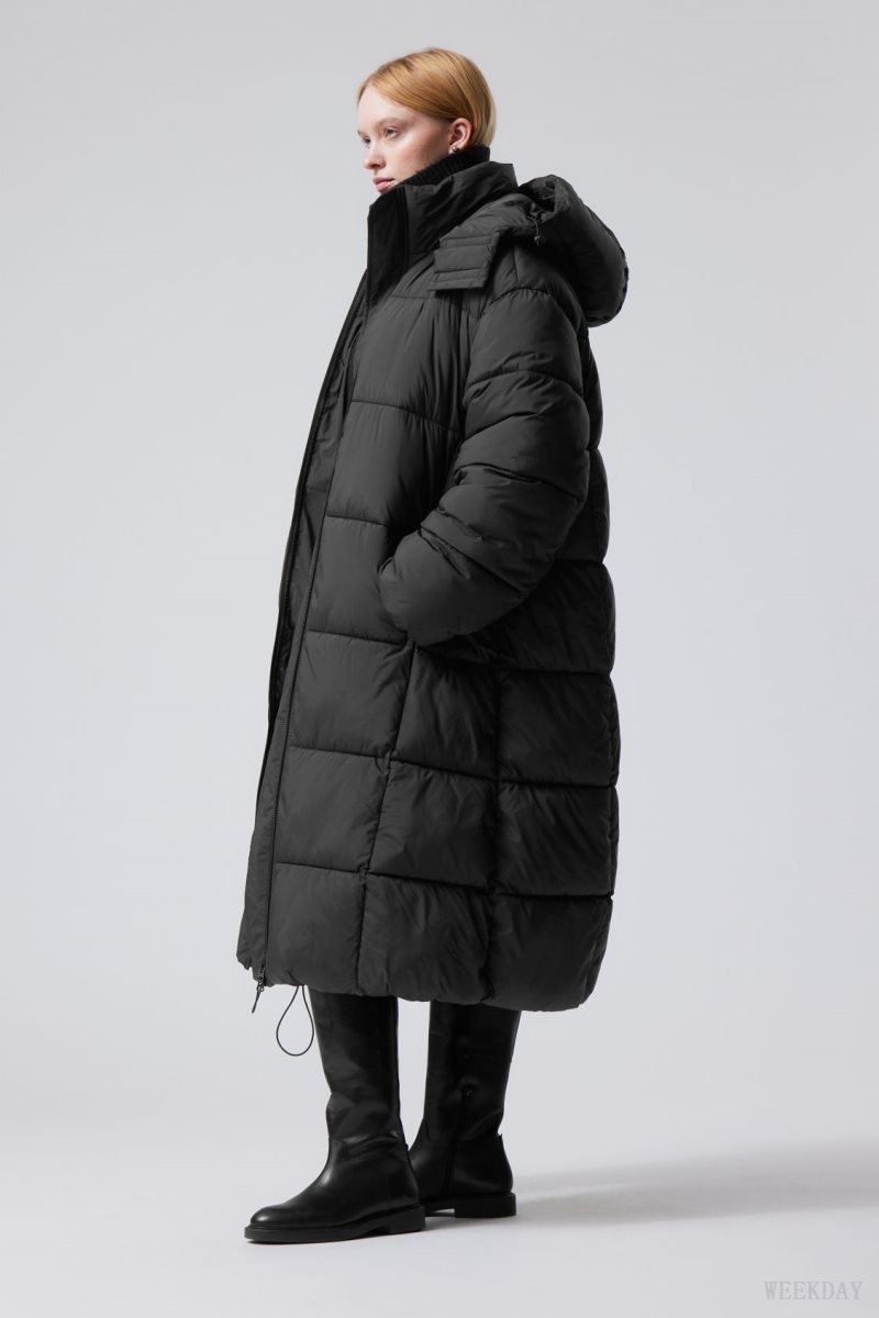 Weekday Aeris Puffer Coat Fekete | HRLD0730