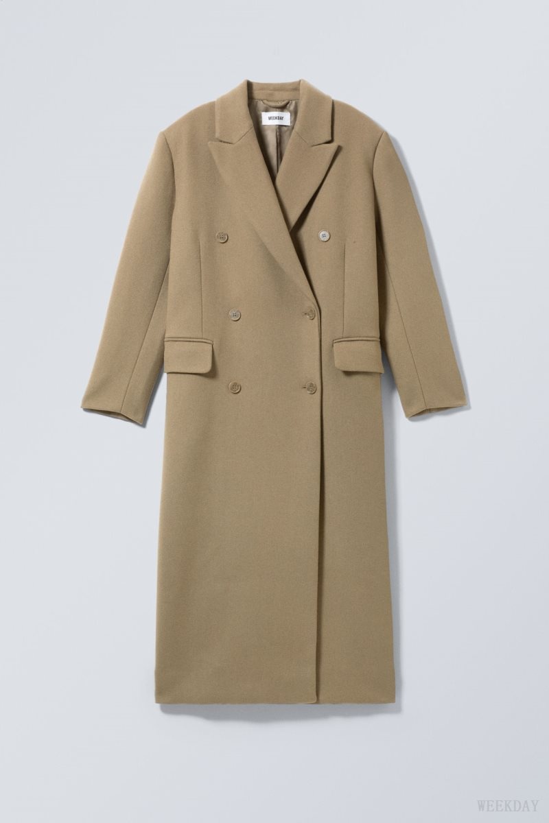 Weekday Alex Oversized Gyapjú Blend Coat Dusty Mole | DWRV1594