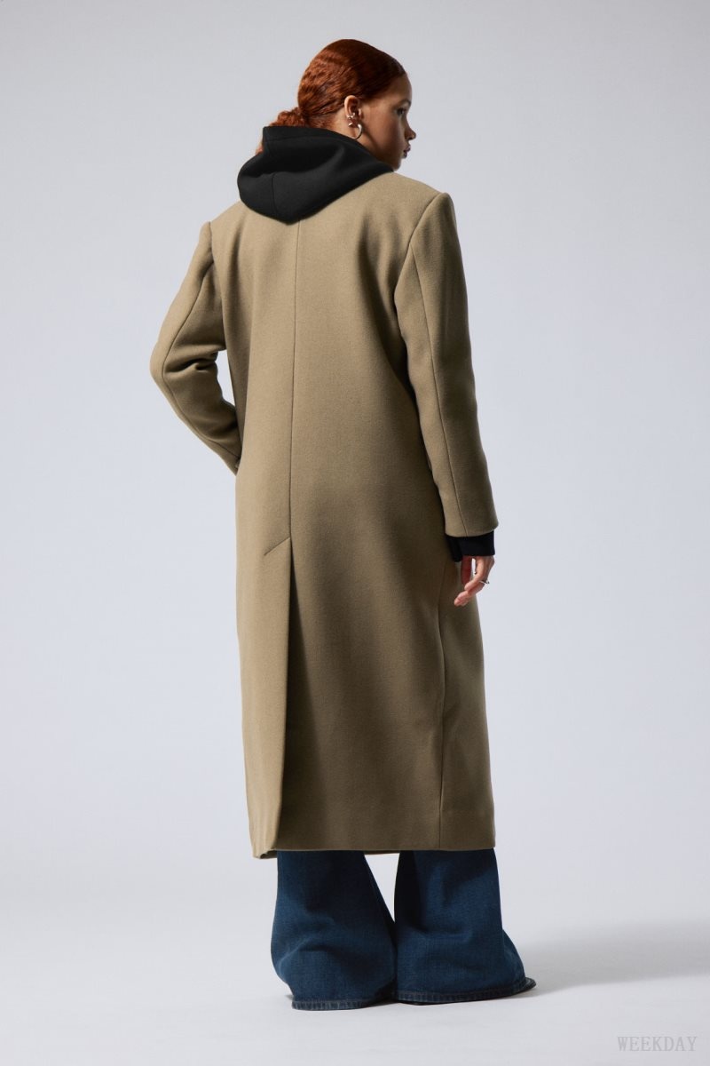 Weekday Alex Oversized Gyapjú Blend Coat Dusty Mole | DWRV1594