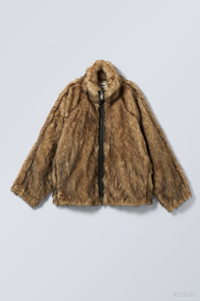 Weekday Alice Faux Fur Jacket Bézs | TYXS9971