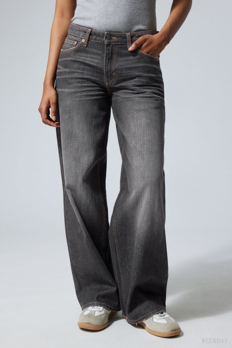 Weekday Ample Low Loose Jeans Szürke Fekete | DJLU6973