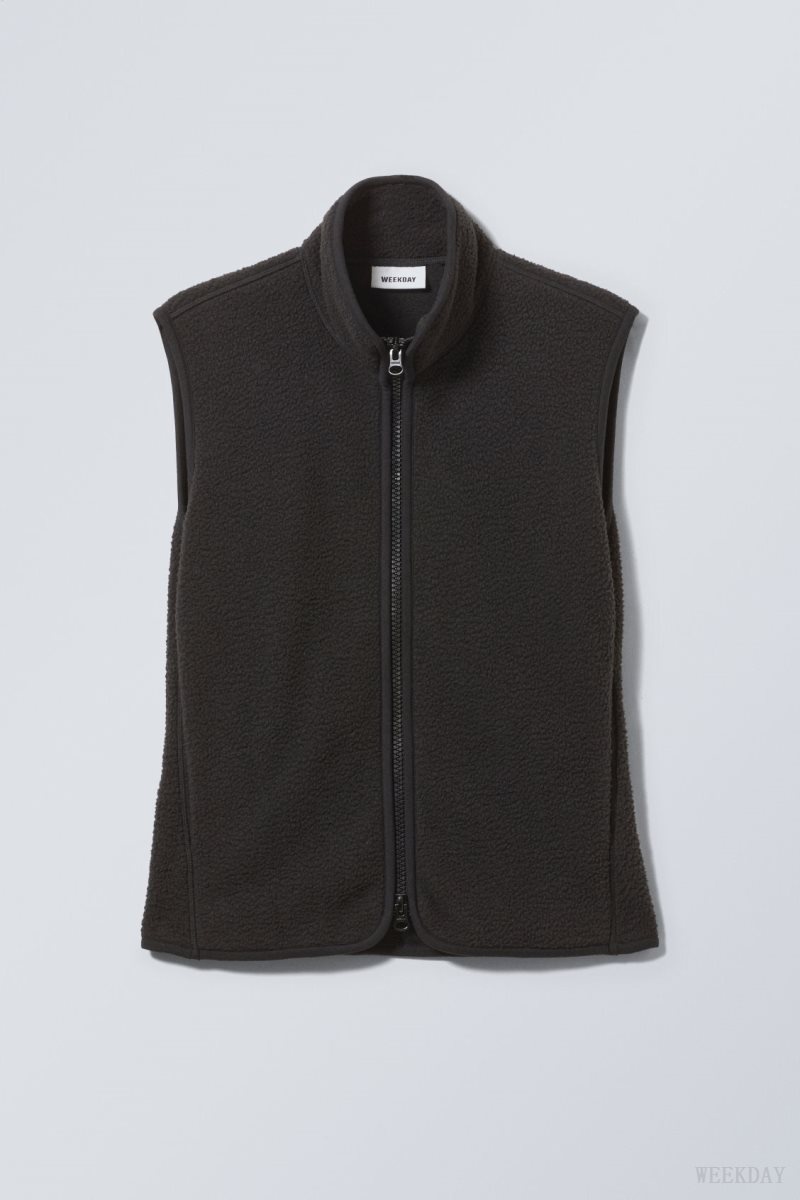 Weekday Any Fleece Vest Fekete | ZYJS5696