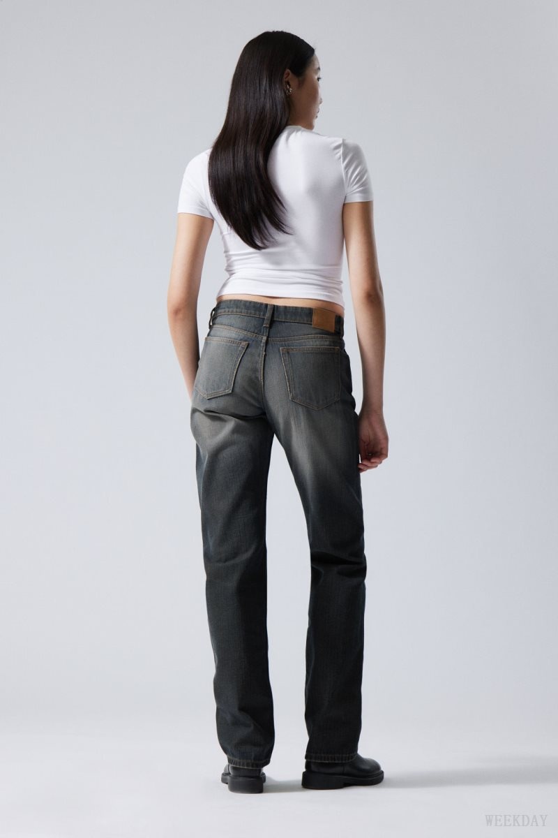 Weekday Arrow Low Egyenes Jeans Kék | LSCF2555