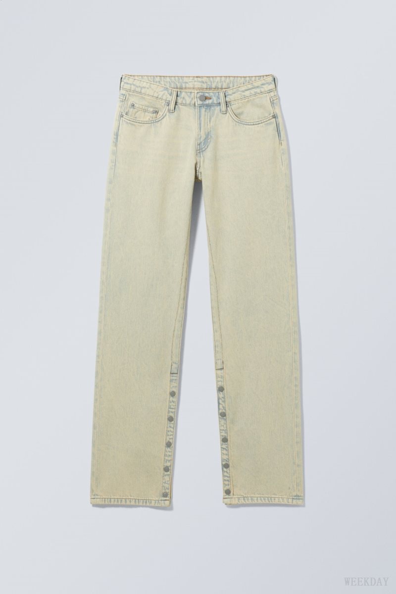 Weekday Arrow Low Egyenes Slit Jeans Sunbleached | HRWV3732