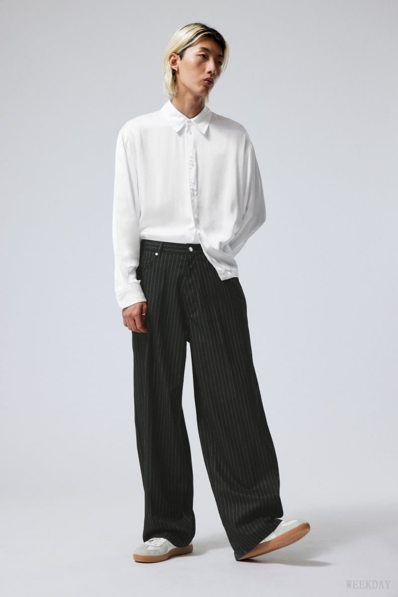 Weekday Astro Baggy Suit Trousers Fekete | MSED7074