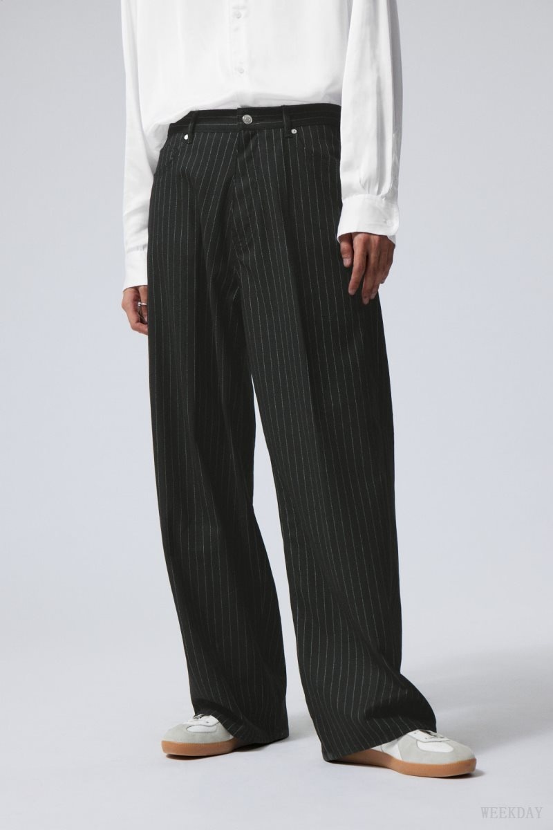 Weekday Astro Baggy Suit Trousers Fekete | MSED7074