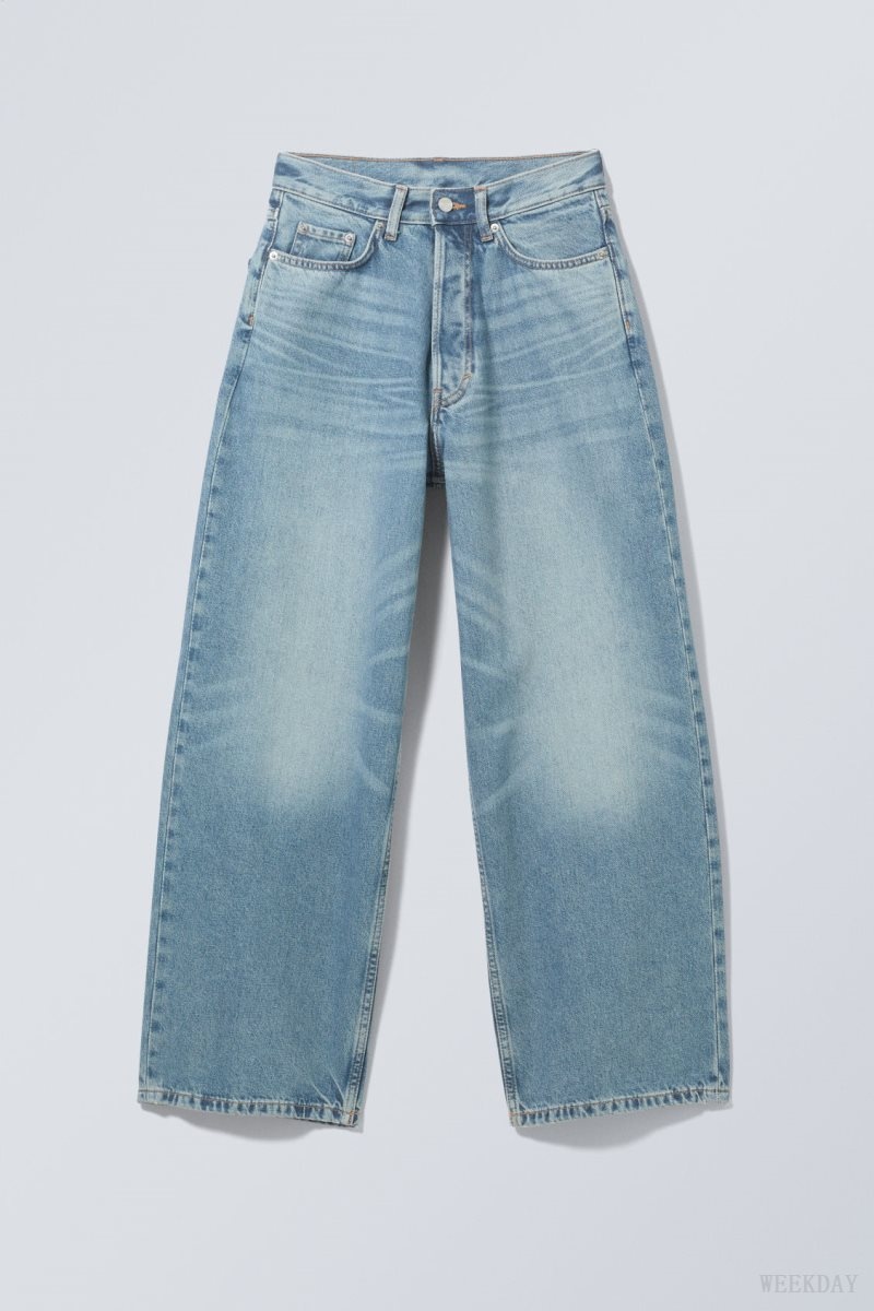 Weekday Astro Loose Baggy Jeans Kék | KZKR7269