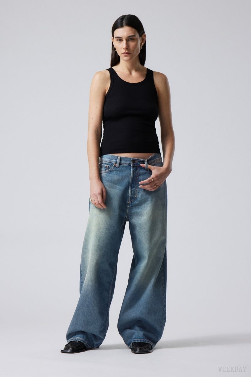 Weekday Astro Loose Baggy Jeans Kék | PGZK6877