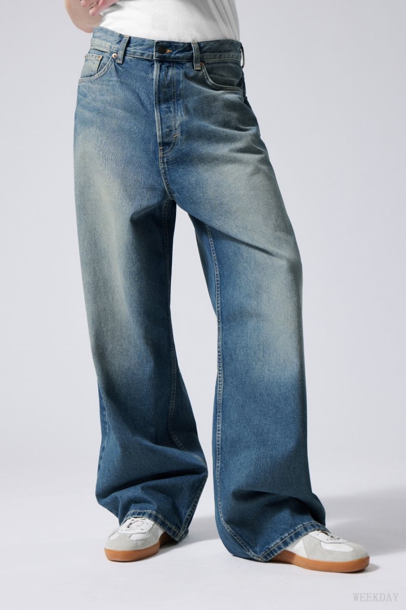 Weekday Astro Loose Baggy Jeans Kék | PGZK6877