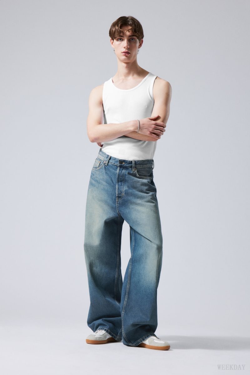 Weekday Astro Loose Baggy Jeans Kék | PGZK6877