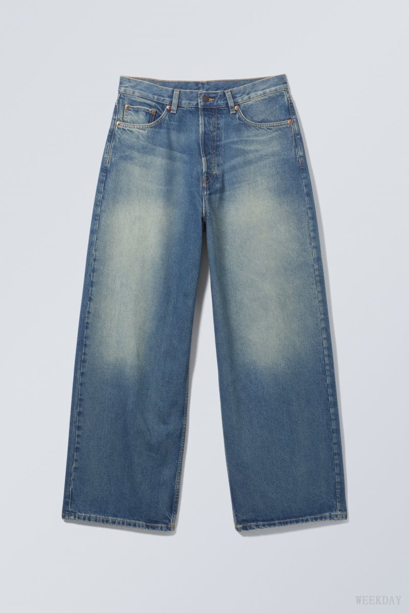 Weekday Astro Loose Baggy Jeans Kék | PGZK6877