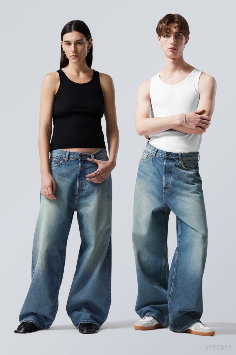 Weekday Astro Loose Baggy Jeans Kék | PGZK6877