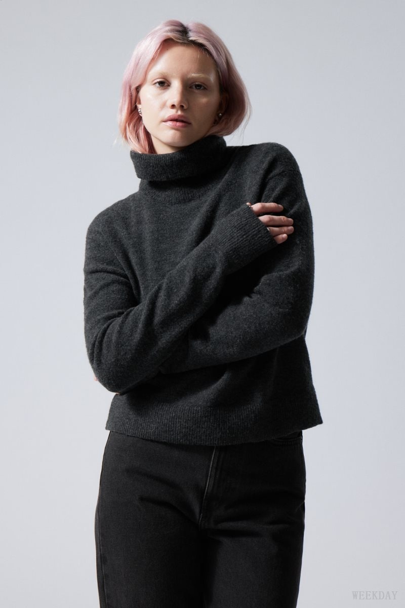 Weekday Ayla Kötött Turtleneck Sötétszürke | TOKZ2118