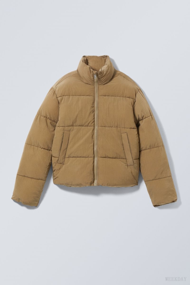 Weekday Ben Ripstop Puffer Jacket Dusty Mole | IMXC1390