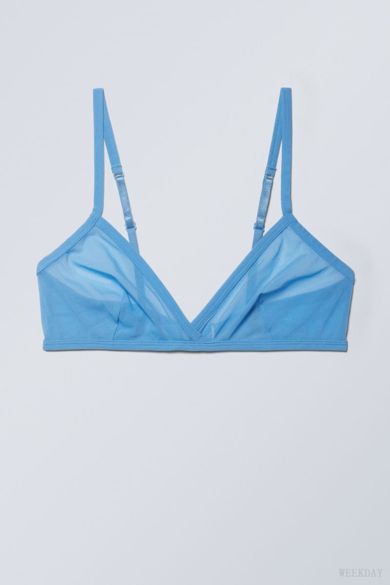 Weekday Bonnie Mesh Triangle Bralette Bralette Világos Kék | OEEH5651