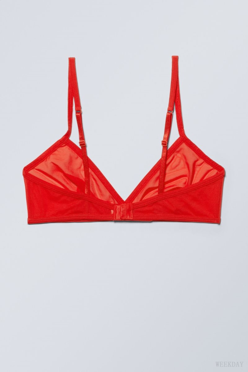 Weekday Bonnie Mesh Triangle Bralette Bralette Piros | EJQE5696