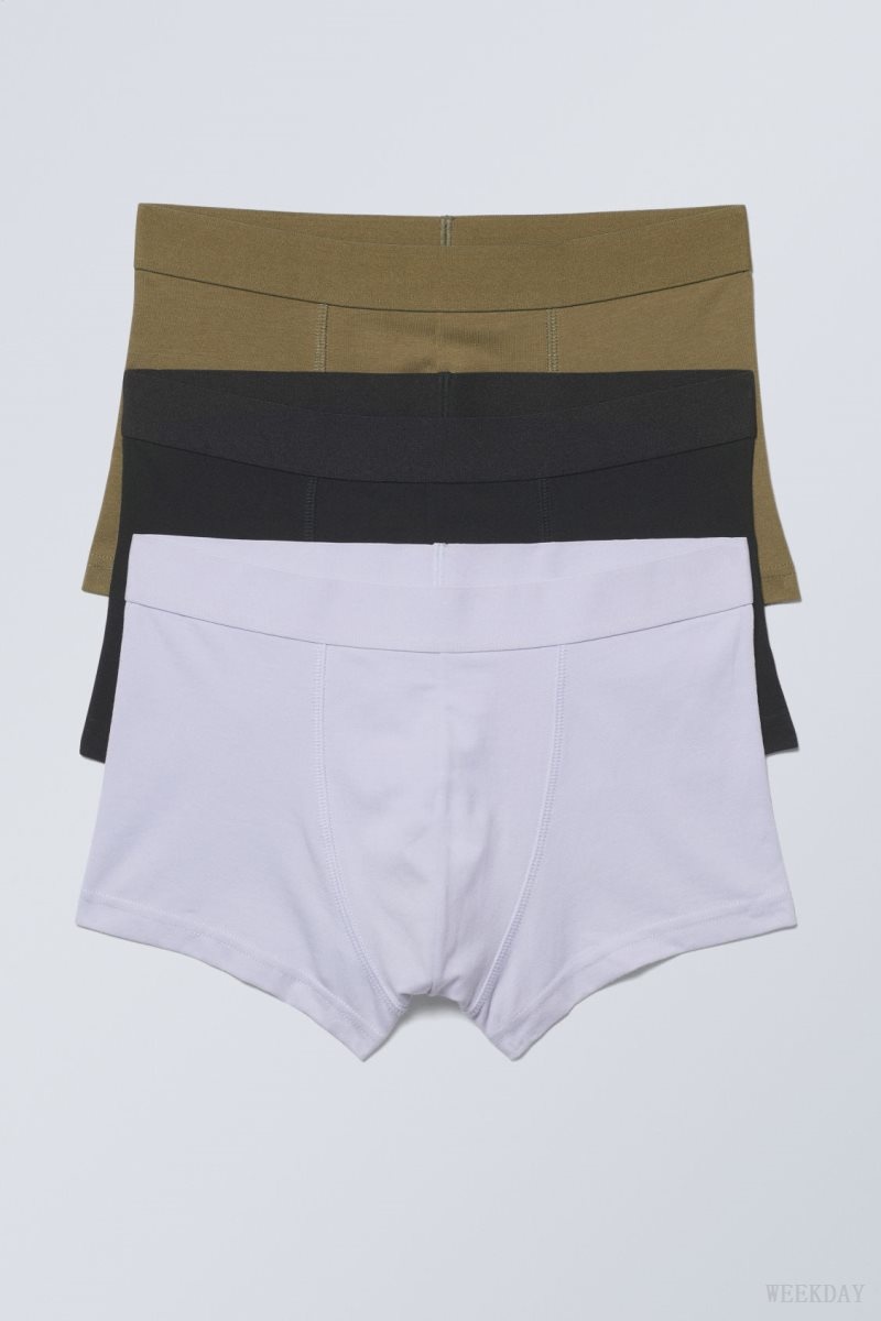 Weekday Boxer Trunks 3-pack Khaki Fekete Lila | TXGG8351