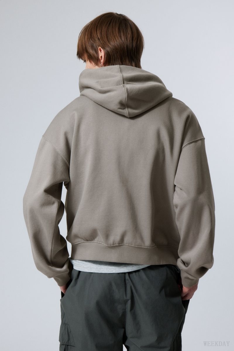 Weekday Boxy Midweight Zip Hoodie Szürke | CYMU8994