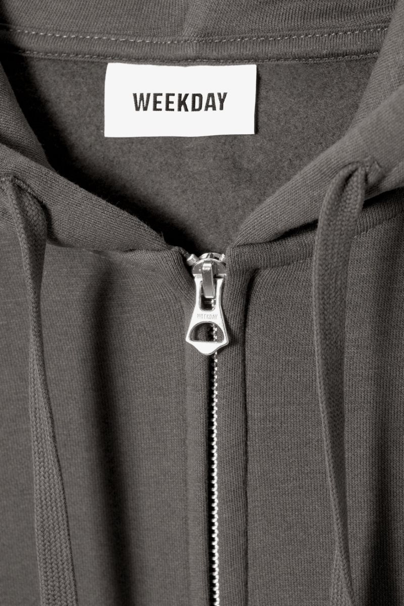 Weekday Boxy Midweight Zip Hoodie Szürke | VPXU1982