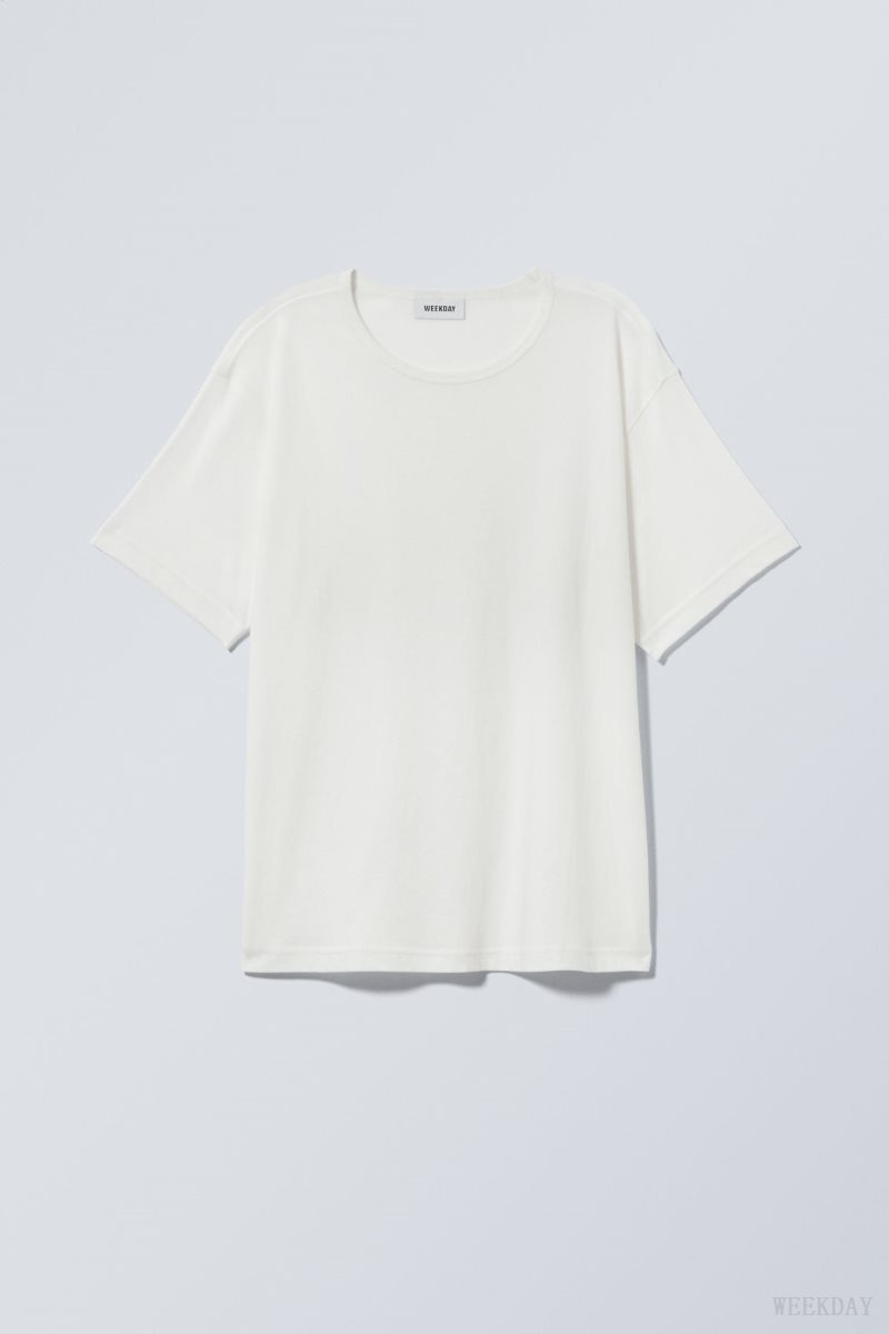 Weekday Boxy Relaxed T-shirt Fehér | RVBY8631