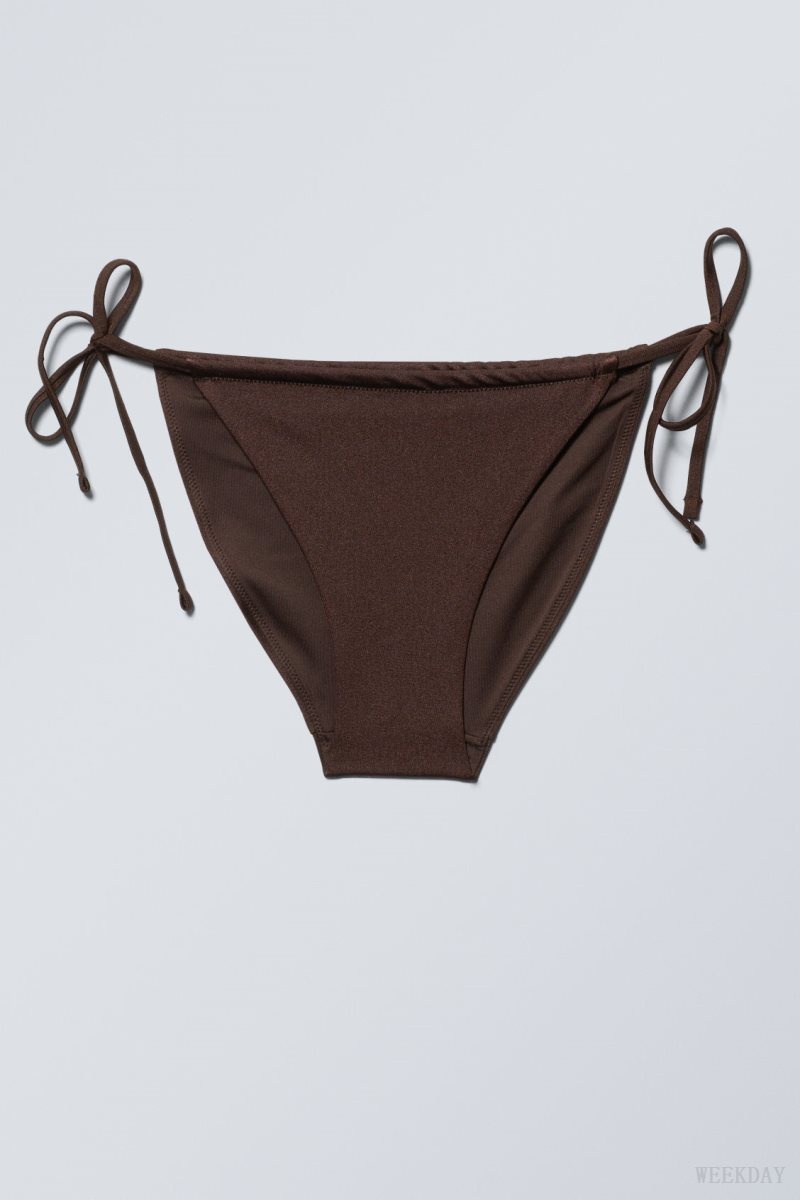 Weekday Breeze String Bikini Bottoms Sötétbarna | UWQZ2483