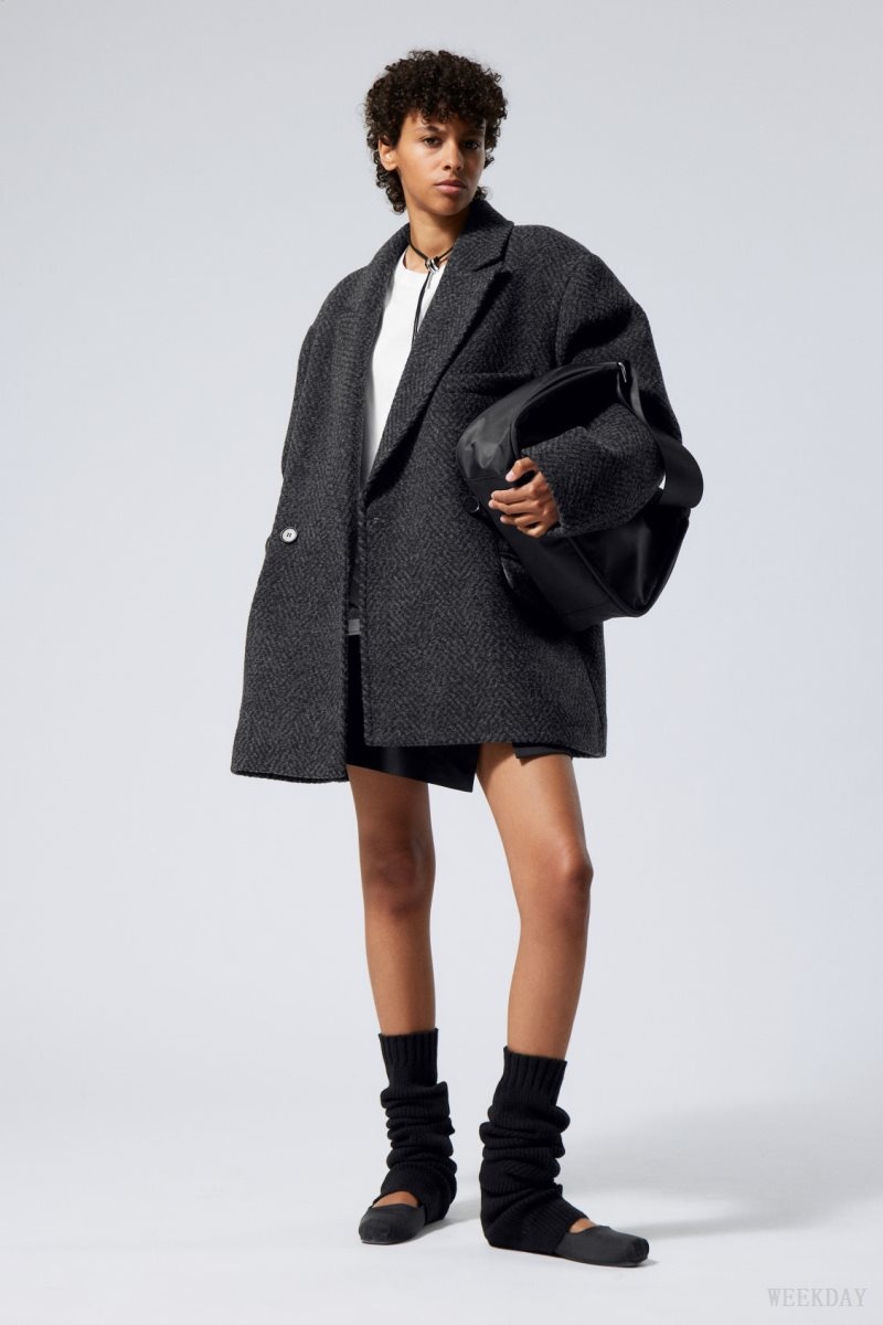 Weekday Carla Oversized Gyapjú Blend Jacket Szürke | NSVX6932