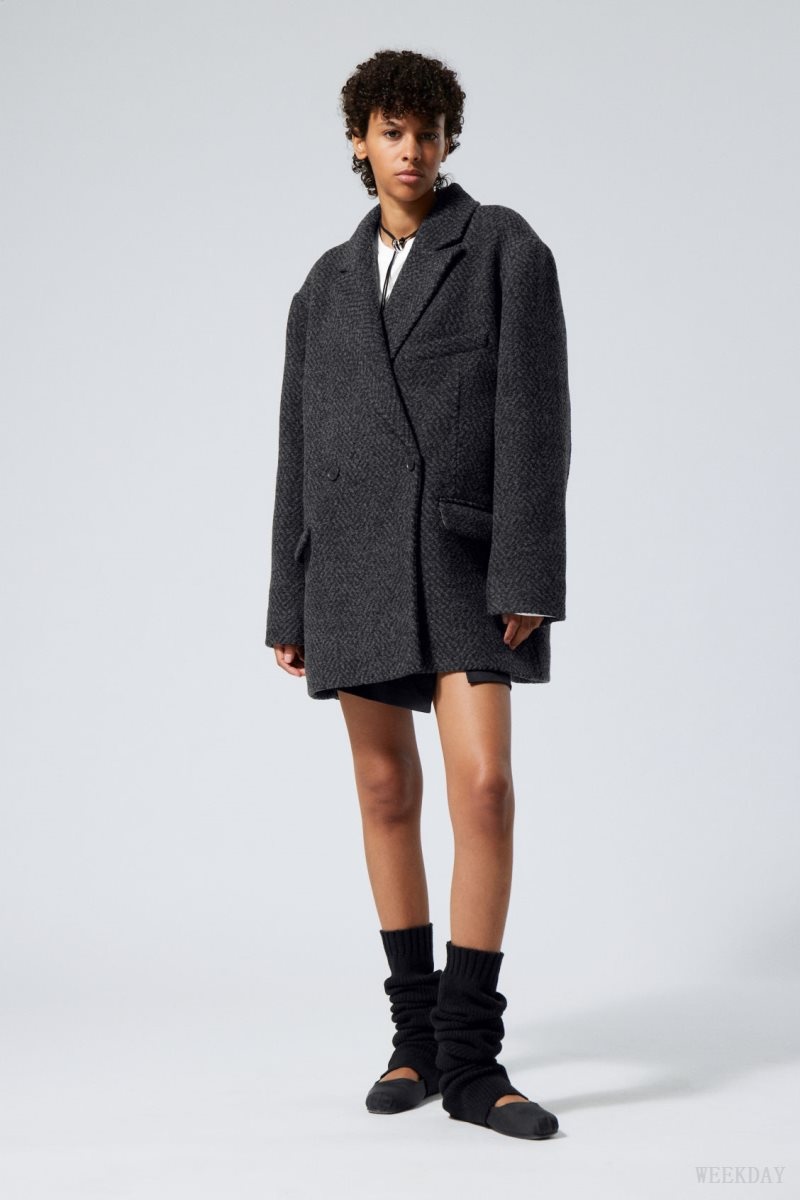 Weekday Carla Oversized Gyapjú Blend Jacket Szürke | NSVX6932