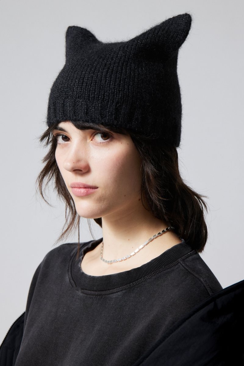 Weekday Cat Beanie Fekete | MSDA9931