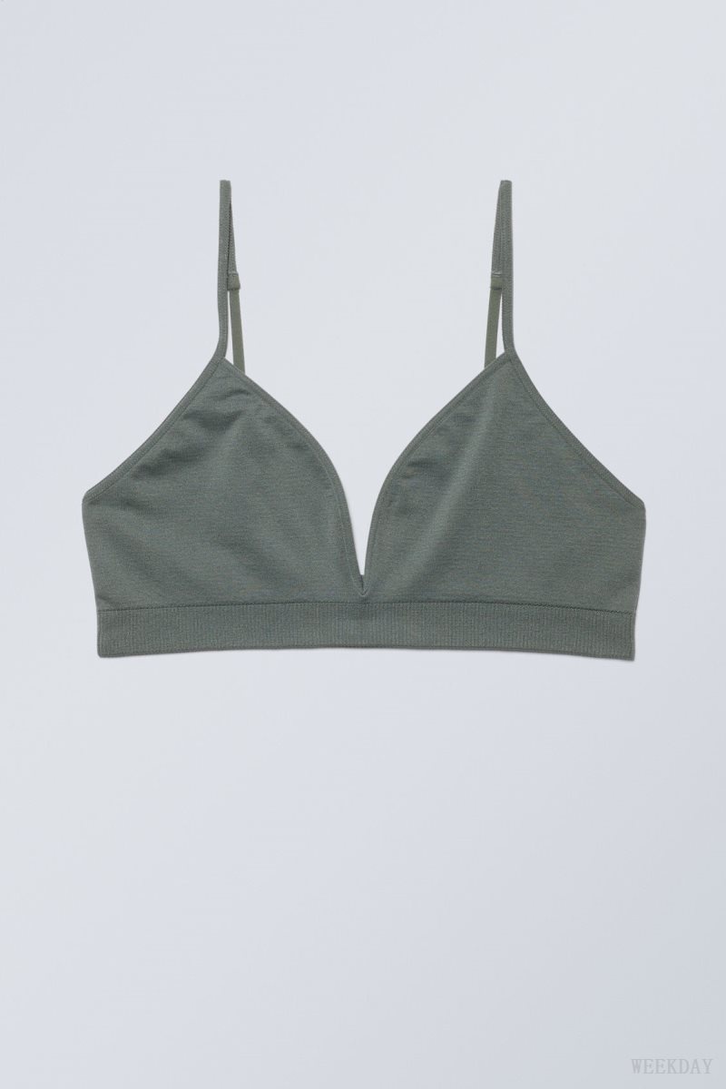 Weekday Cat Soft Triangle Bra Melltartó Sötétszürke | WRPU6955