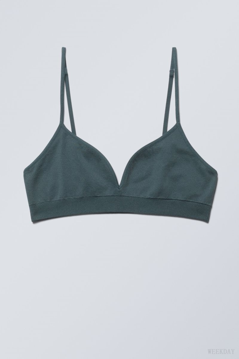 Weekday Cat Soft Triangle Bra Melltartó Sötéttürkiz | TYLS6152