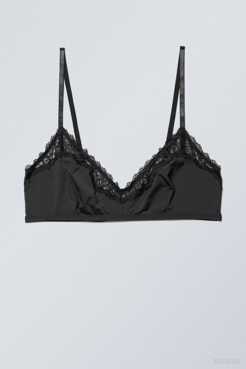 Weekday Cleo triangle bralette Bralette Fekete | LMFF9381