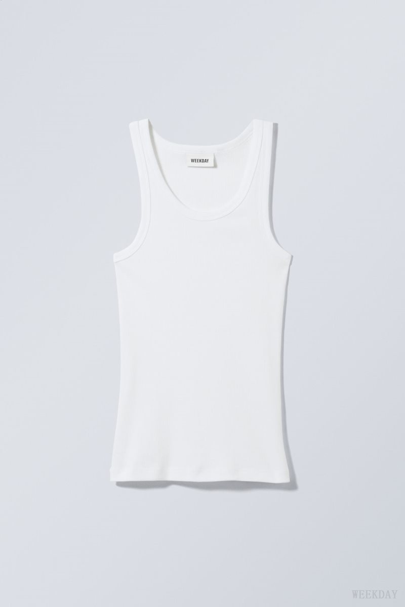 Weekday Close Fitted Tank Top Fehér | HSMO9771