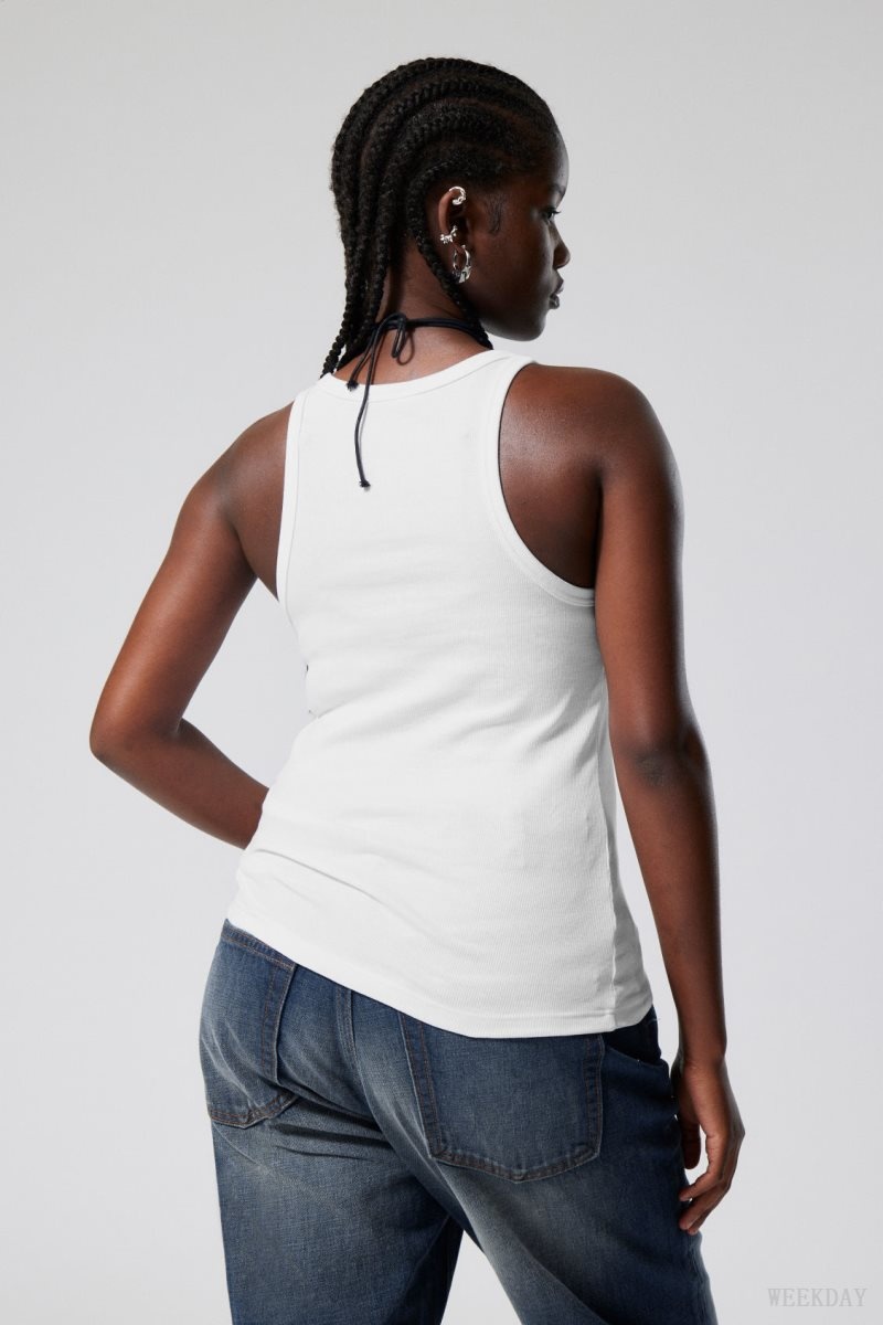 Weekday Close Fitted Tank Top Fehér | HSMO9771