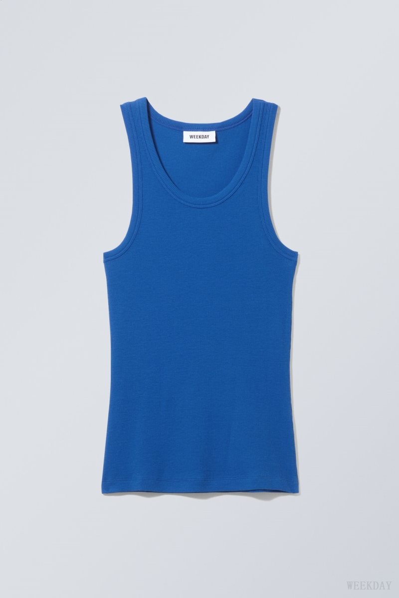 Weekday Close Fitted Tank Top Kék | NQPZ3276