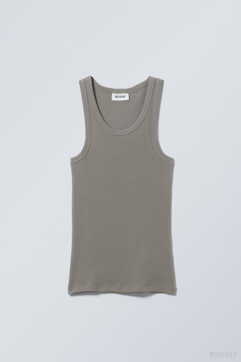 Weekday Close Fitted Tank Top Sötétszürke | FMAV0516