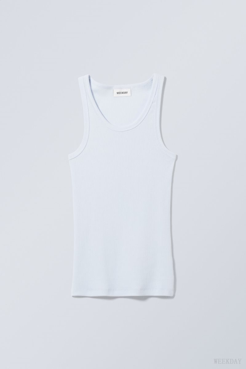 Weekday Close Fitted Tank Top Világos Kék | BCRN7609