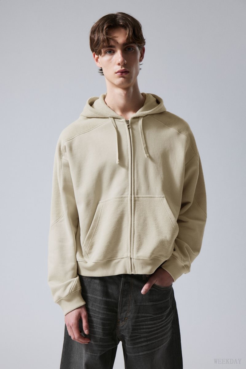 Weekday Craig Zip Hoodie Világos | ZKEM8792