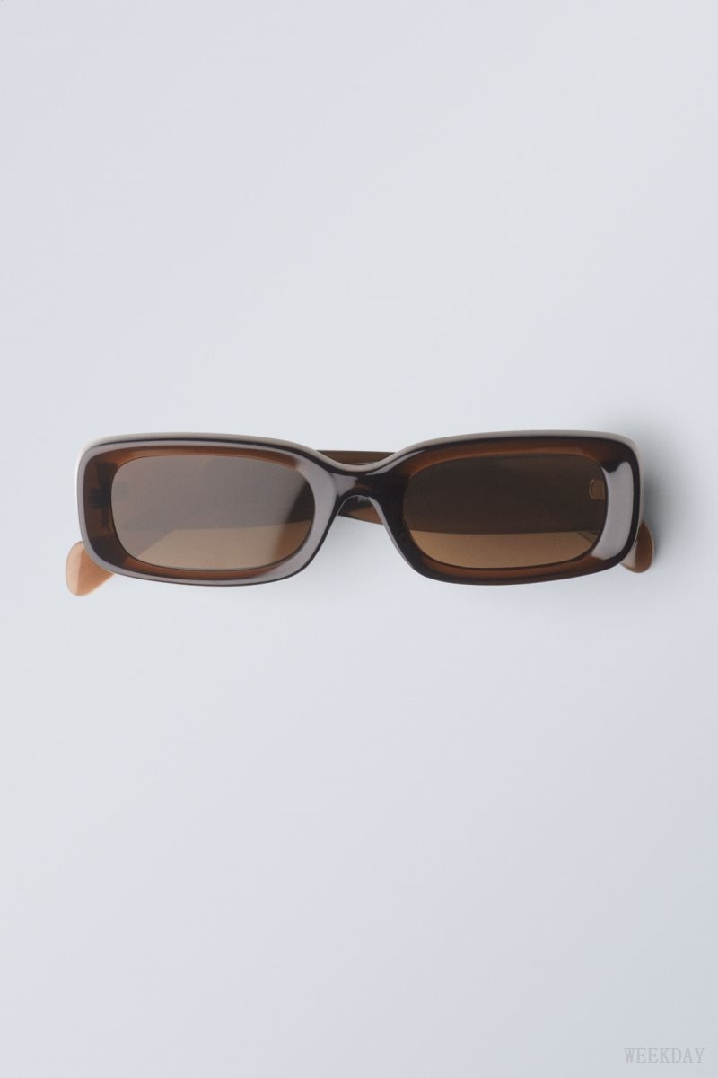 Weekday Cruise Squared Sunglasses Sötétbarna | PTAE5590