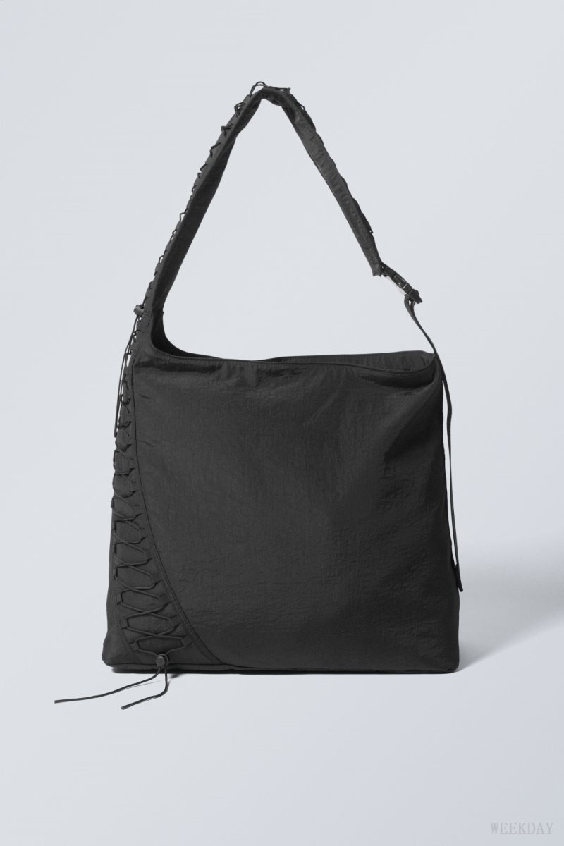 Weekday Dawa Drawstring Shoulder Bag Fekete | EXZN2891