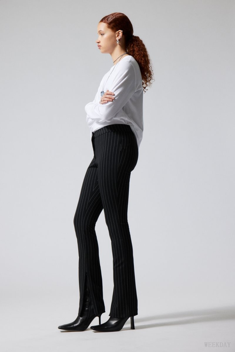 Weekday Dessa slim Trousers Pinstripe | QOQP8825