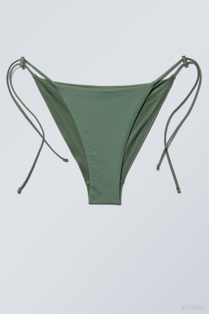 Weekday Drawstring Bikini Bottoms Khaki | DUYI2352