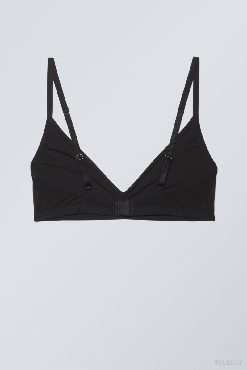 Weekday Dylan Mesh V-neck Bra Melltartó Fekete | LVZA1688