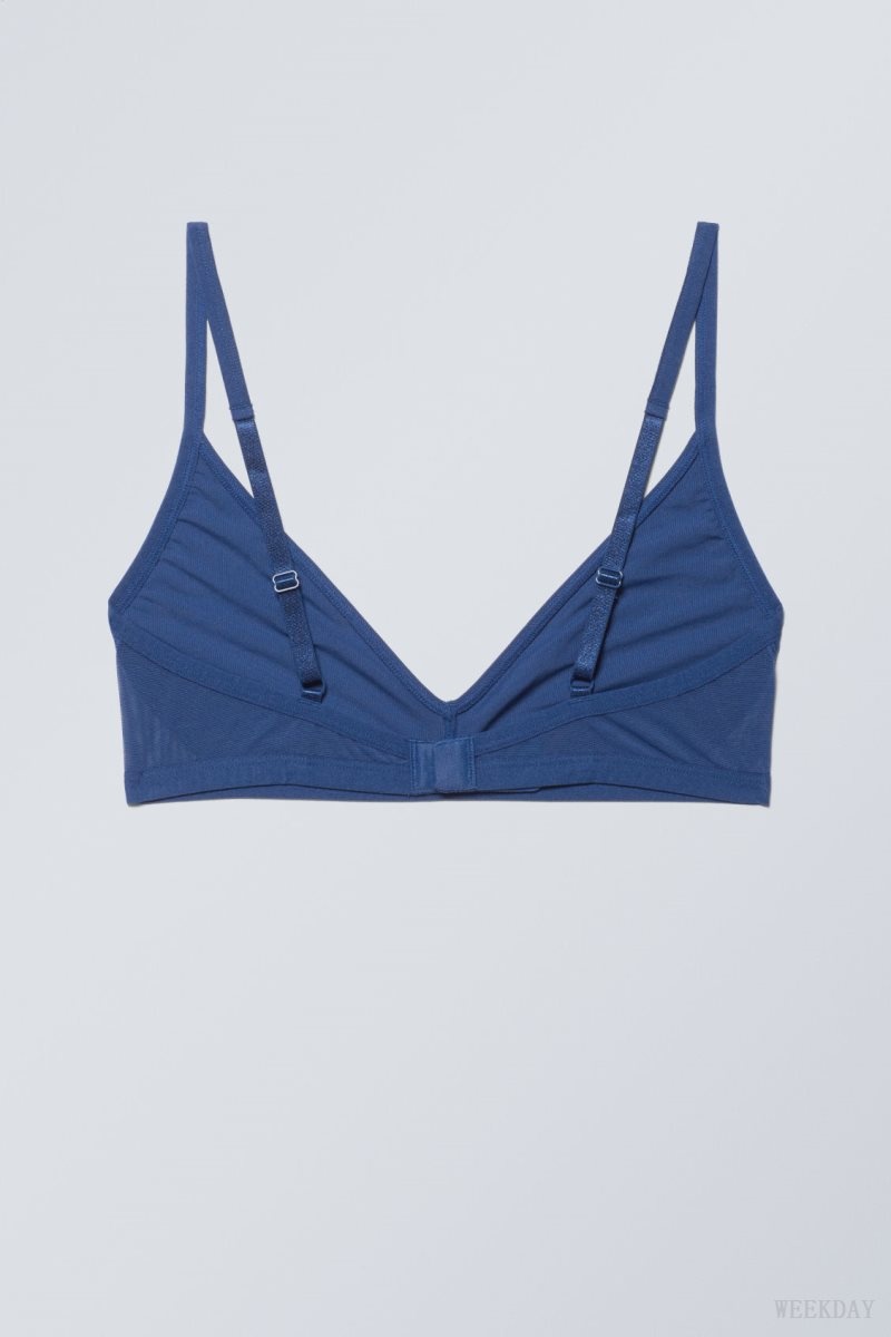 Weekday Dylan Mesh V-neck Bra Melltartó Kék | JLEZ2624