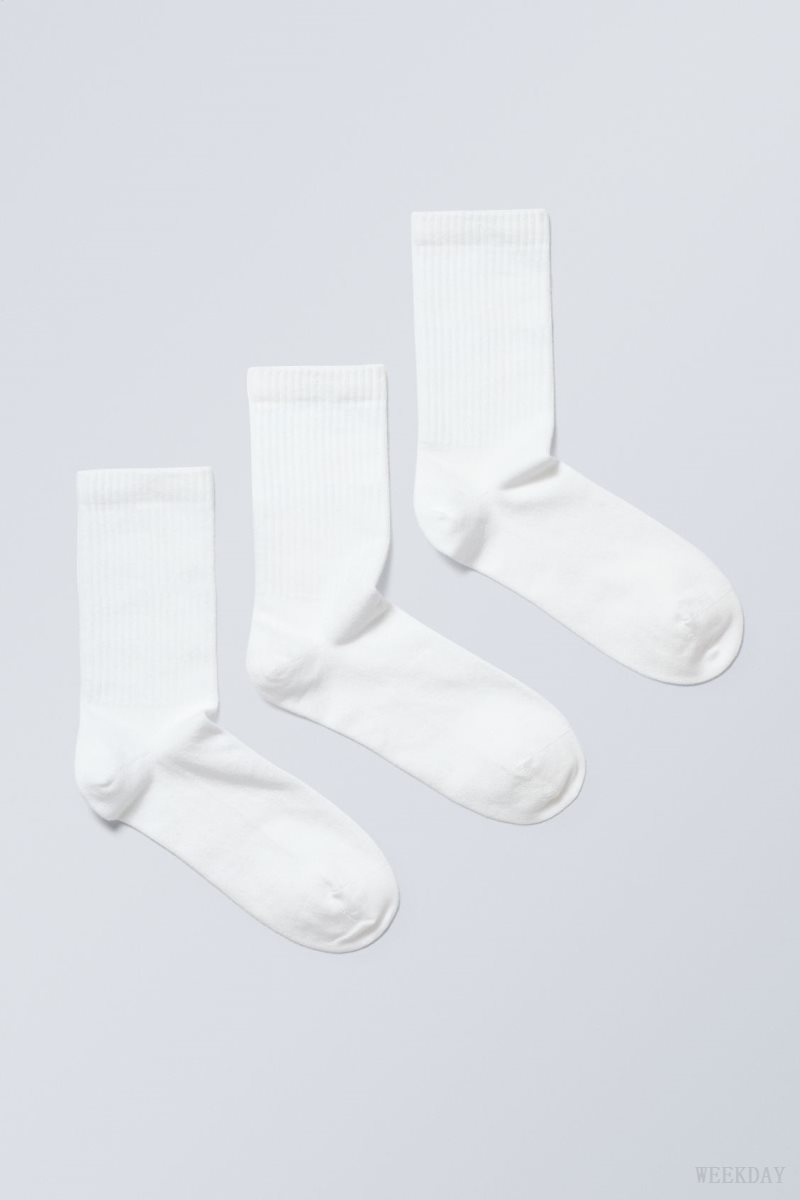 Weekday Eleven Socks 3-pack Fehér | FNEO2704