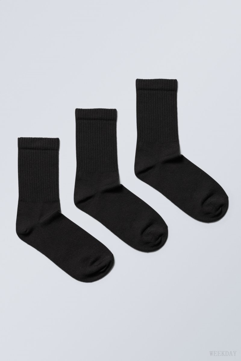 Weekday Eleven Socks 3-pack Fekete | NMIY6040