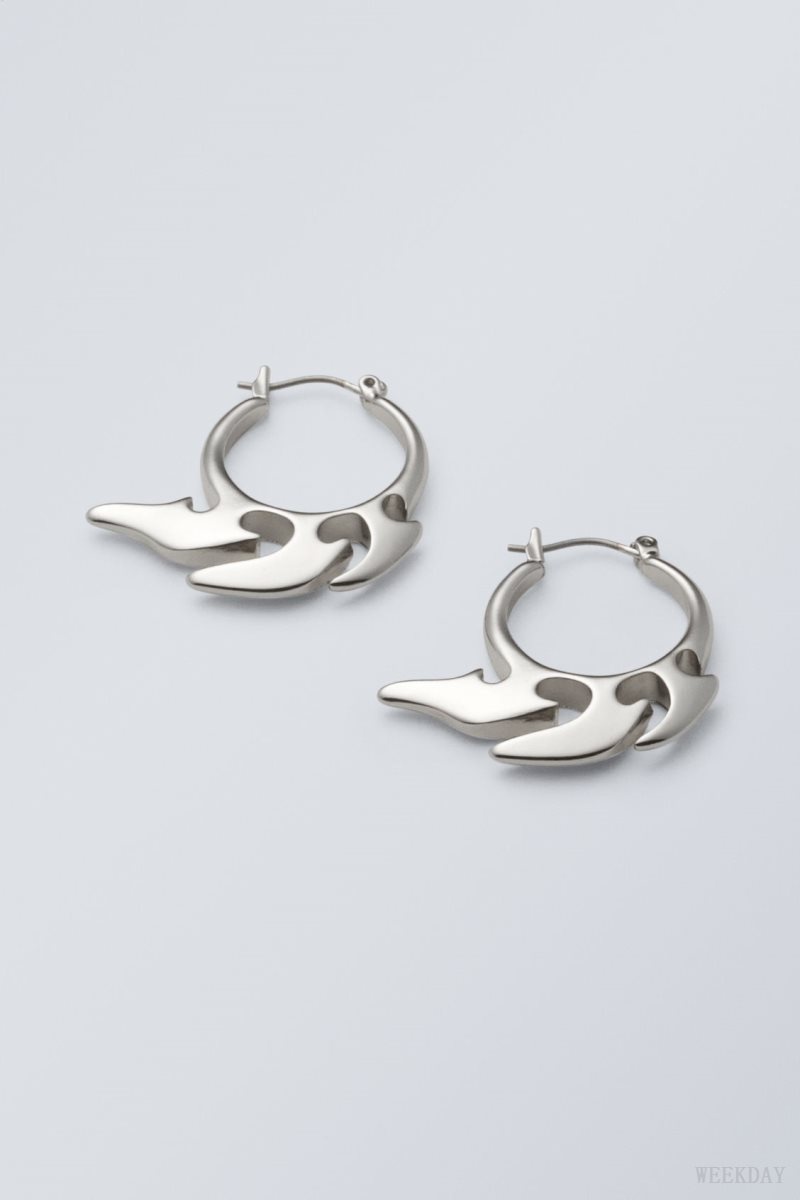 Weekday Elsa Hoop Earrings Titán | IQQB9073