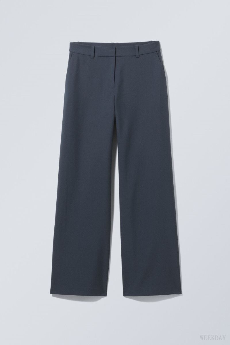 Weekday Emily Low Derekú Suiting Trousers Sötétkék | OLUA3632