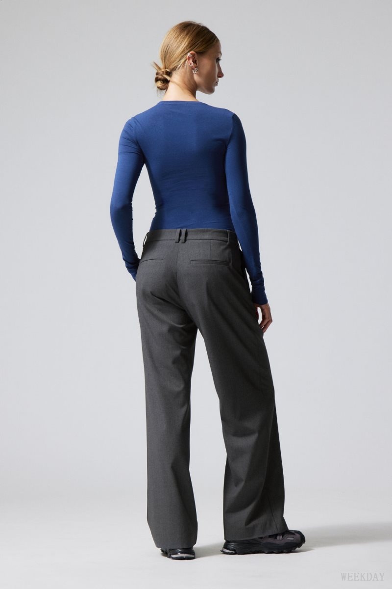 Weekday Emily Low Derekú Suiting Trousers Sötétszürke | TZJT2128