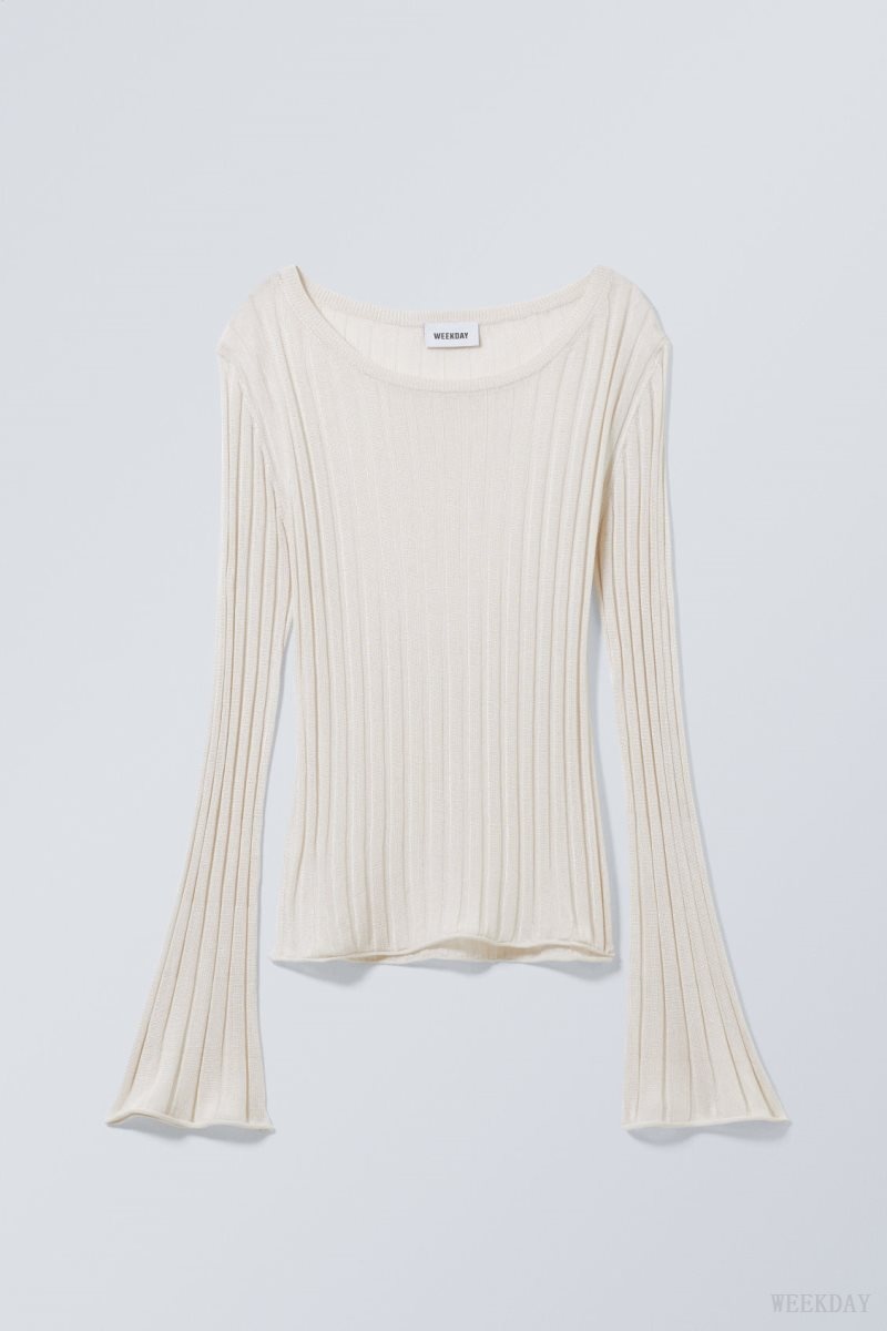 Weekday Enora Sheer Knit Long Sleeve Top Világos | LVAM6102