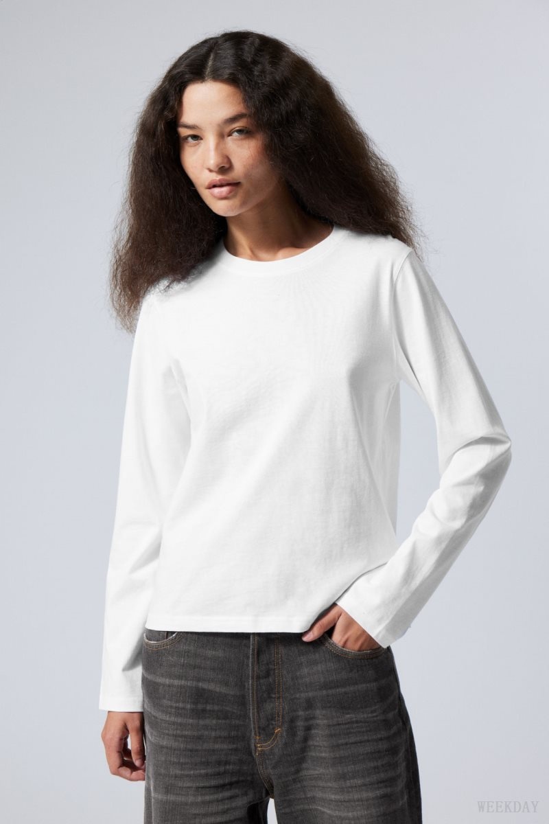 Weekday Essence Standard Long Sleeve Fehér | TZCK1691